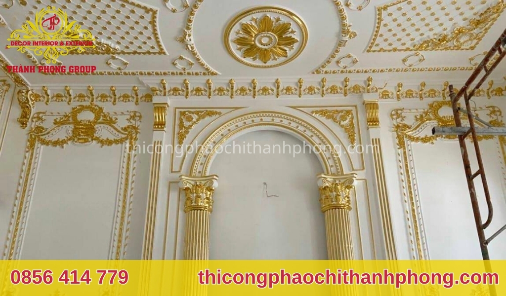 99+ mẫu phào chỉ dát vàng đẹp mới nhất 3 mau tran thach cao co dien 3